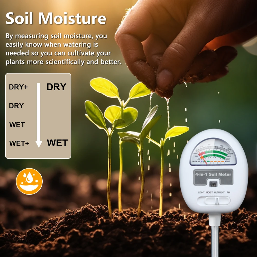 4 in1 Soil Moisture Meter Plant Water Sensor Soil Dry Doisture Tester Special Moisture Detector for Home Flower Potting Planting