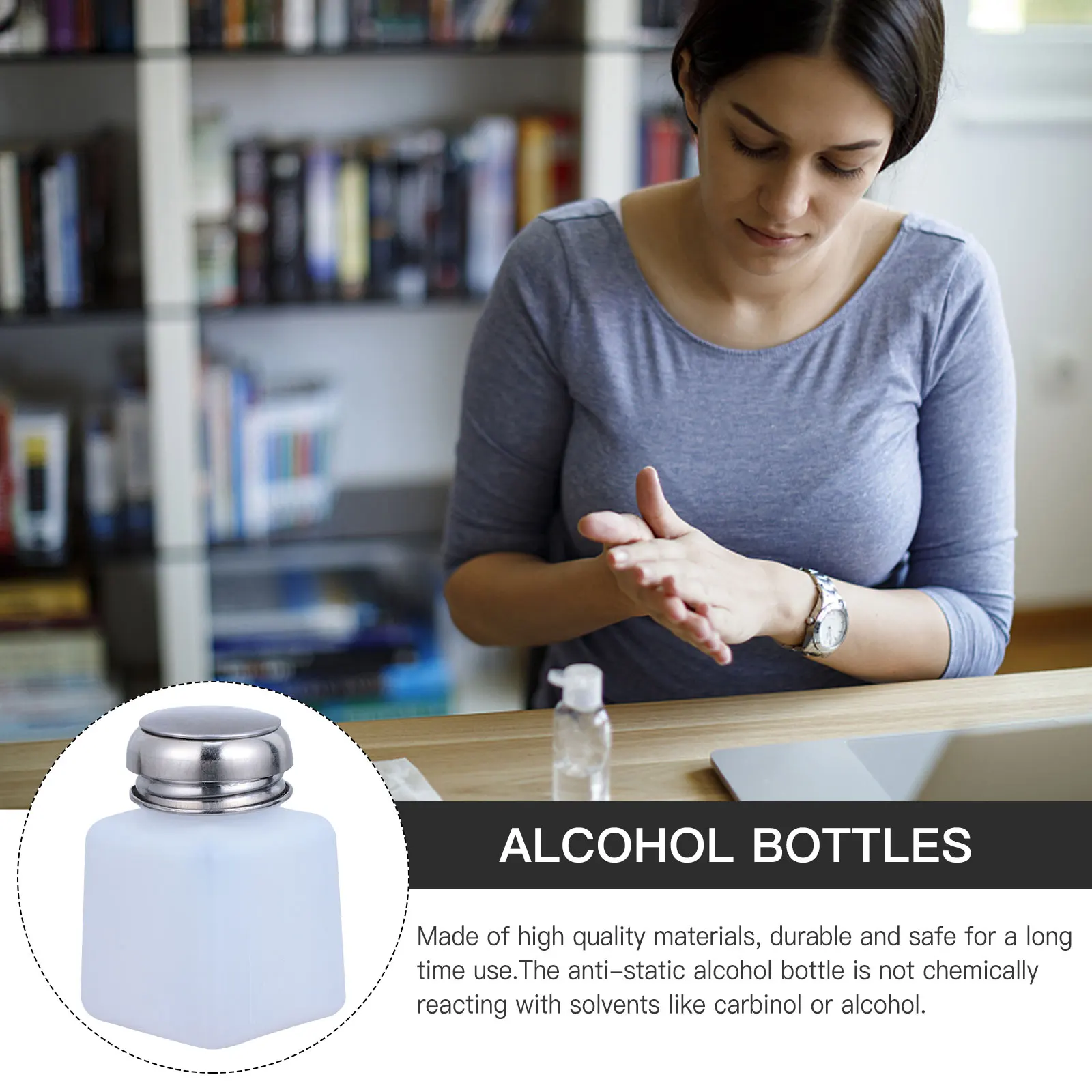 

3 pcs Push Type Alcohol Bottle Anti-Static Empty Plastic Holder Disinfectant Container For Carbinol Durable Leakproof