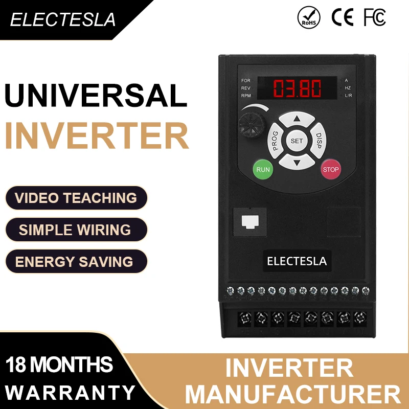 VFD 220V/380V 0.4/0.75/1.5/2.2KW for 3PH Motor LED Display Frequency Converter Adjustable Speed Drive Frequency Inverter