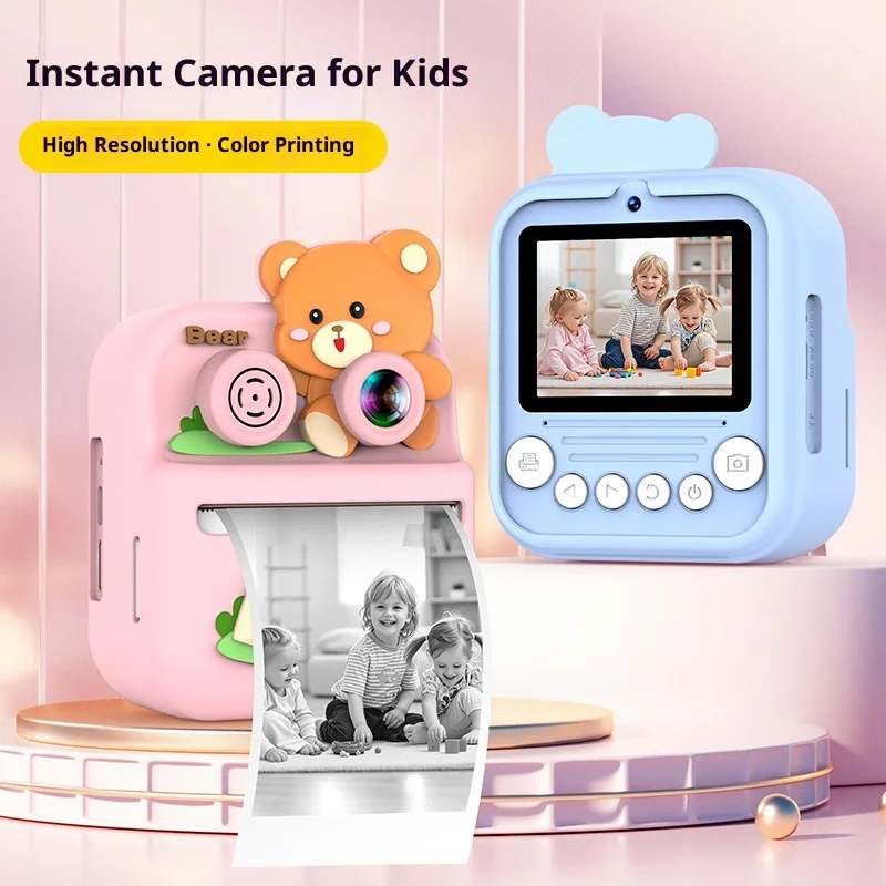 Aparat fotograficzny dla dzieci z funkcją druku termicznego czarno-białego, idealny do transgranicznego handlu, zabawka z motywami z kreskówek dla chłopców i dziewczynek.