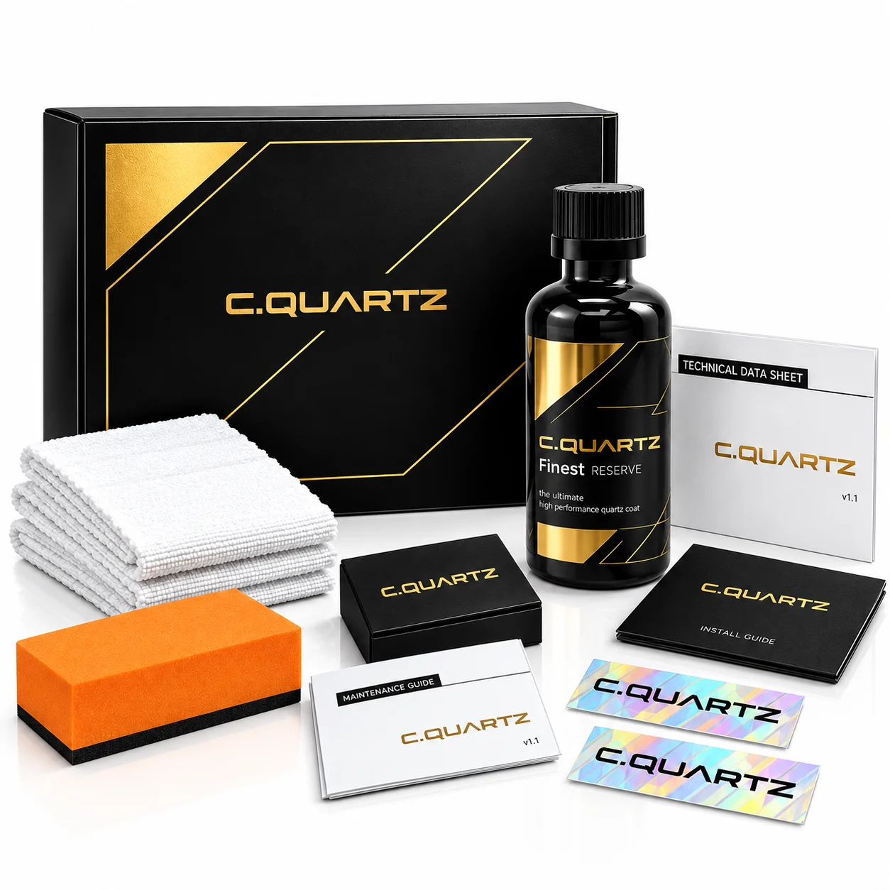 CQFR CQuartz Finest Reserve Ceramic Coating Kit – Professional Grade Paint Protection, High Gloss Finish, Extreme Hydrophobic