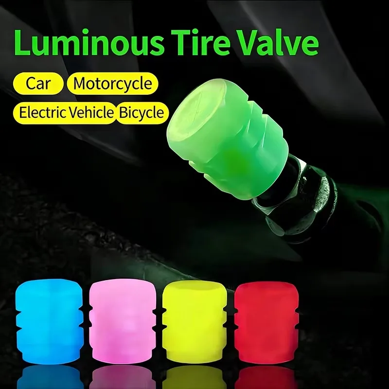 4PCS Luminous Valve Caps Car Fluorescent Tire Valves Cap Glow in The Dark Car Motorcycle Bike Wheel Plug Tyre Hub Cover Decor view 6
