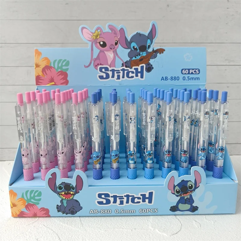 

60pcs/lot Kawaii Disney Stitch Press Gel Pen Cute 0.5mm Black Ink Press Signature Pens Promotional Gift School Supplies