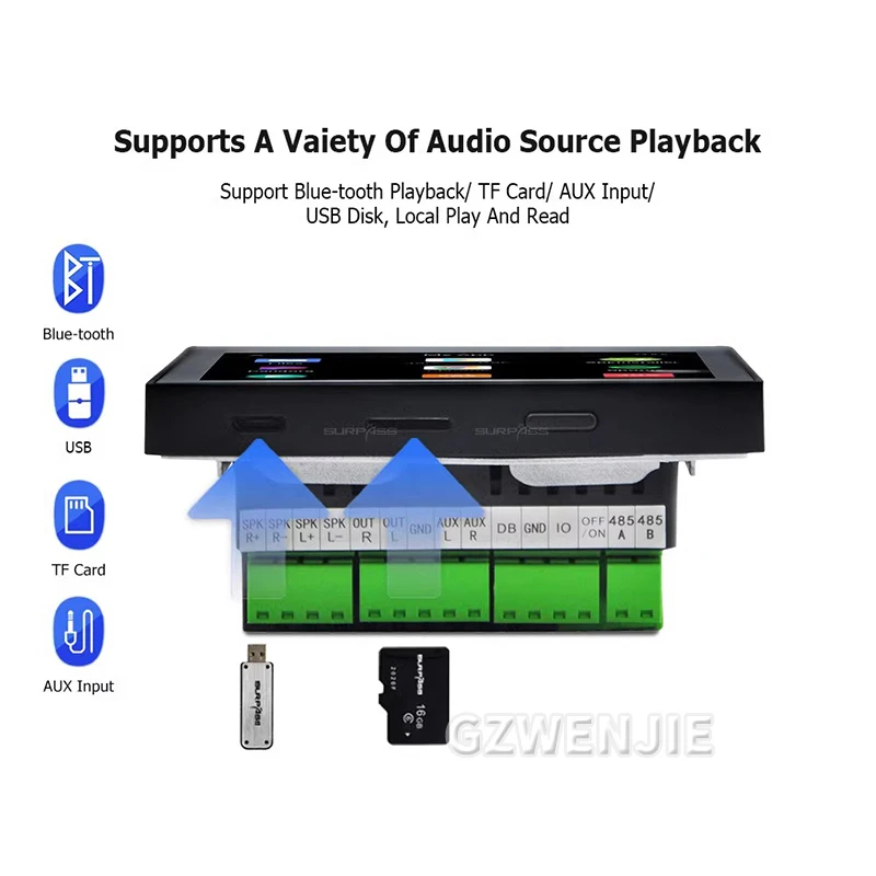 4 Inch WiFi Wall Amplifier Bluetooth Mini Music Amplifiers Touch Screen Smart Audio System for Home Office Apartment Android 11