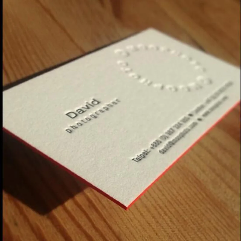 

custom cotton paper business card Letterpress/Embossing Color Edge Paper Business Card Printing