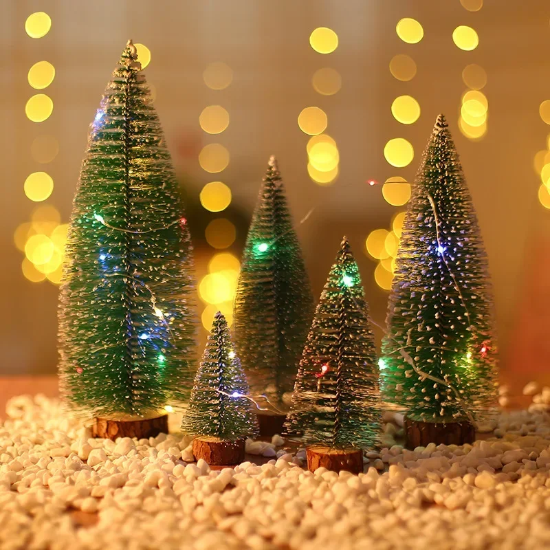 1Pc 10cm-30cm Mini Pine Christmas Tree Artificial Tabletop Decorations Festival Plastic Miniature Tree 2023 New Year Decor Xmas