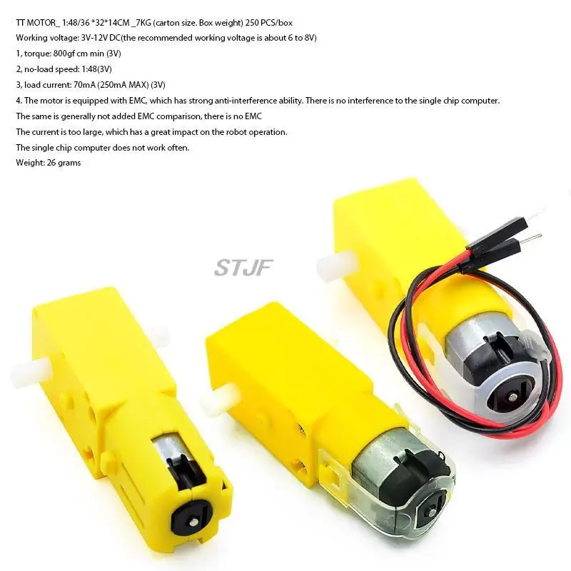 TT Motor 130 Motor Smart Car Gear Motor Robot Gear Motor Smart Car Double Shaft Yellow