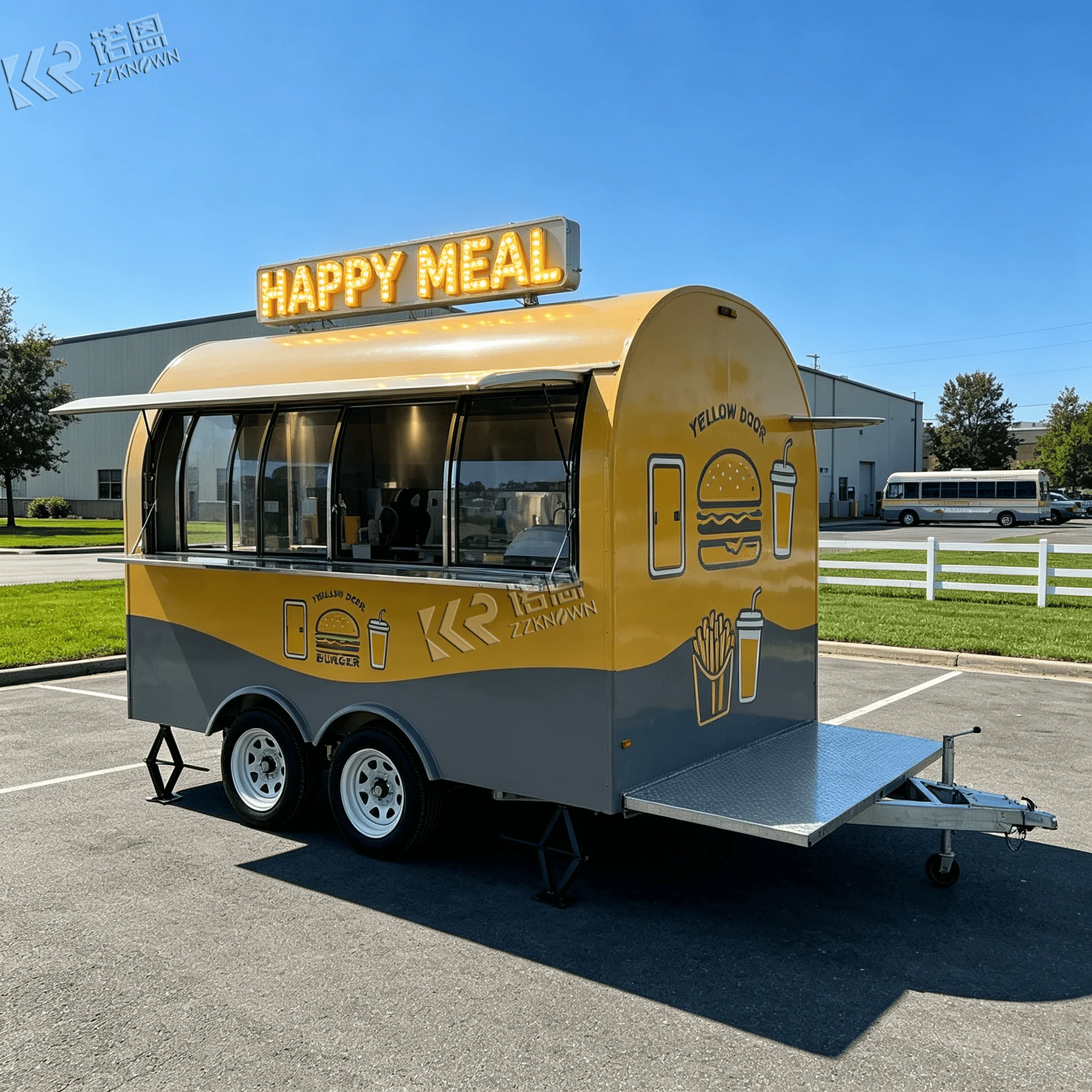 2.1m Curved‑Body Food Truck Food Trailer CE‑Certified Pattern Anti‑Slip Floor for Coastal Promenade Beverage Concession