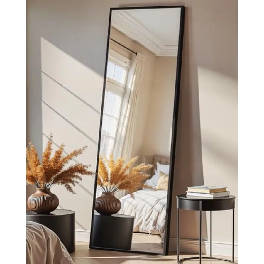

Full Length Floor Mirror 56"x15" Standg Mirror with Alumum Frame Large Body Mirror for Bedroom Livg Room and Bathroom Black