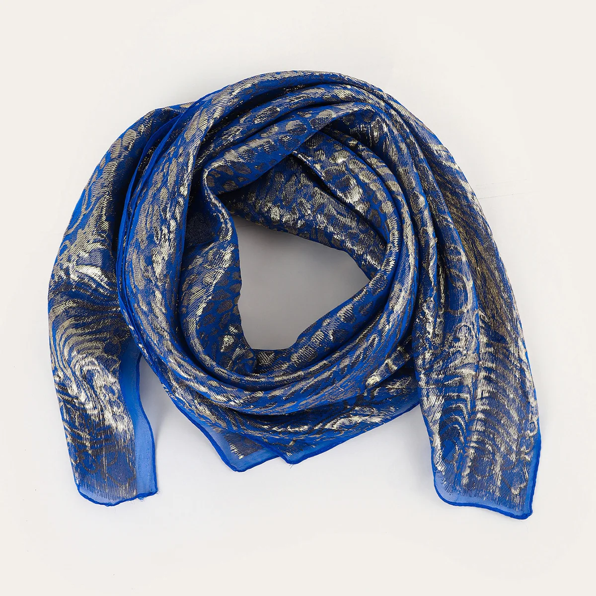New ethnic style scarf cover gold and silver silk headscarf jacquard square scarf high-end accessories yarn scarf