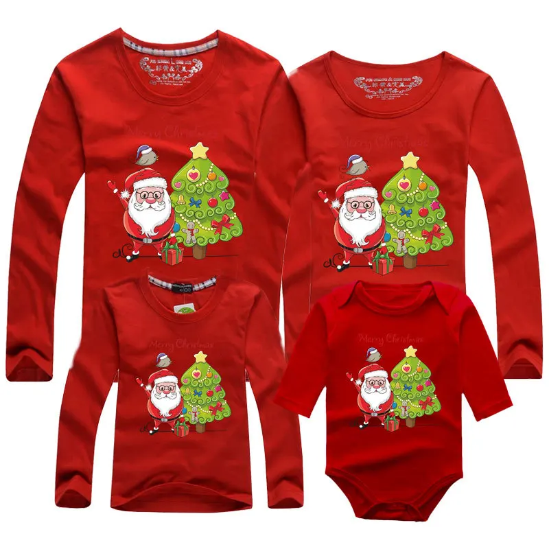 

2024 New Year Mother Daughter Clothes Christmas Family Matching T-shirt Adult Kids T-shirt Baby Rompers Mom Dad And Me T-shirt