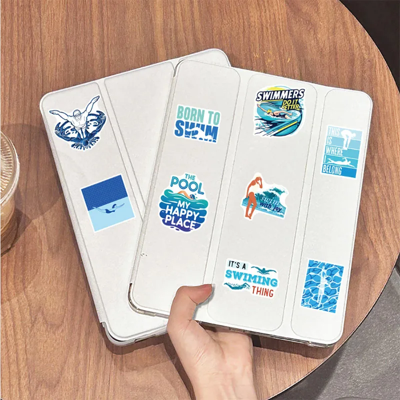 10/30/50pcs Swimming Cartoon Graffiti Stickers Waterproof DIY Decals for Phone Laptop Ipad Notebook Luggage Thermos Decor