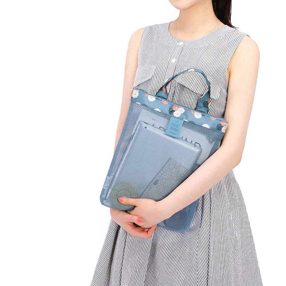 

Сетчатая пляжная сумка-тоут с синим цветочным узором, прочными ручками, для легкого удаления песка и воды, легко чистится, для семейного плавания и прогулок на лодке