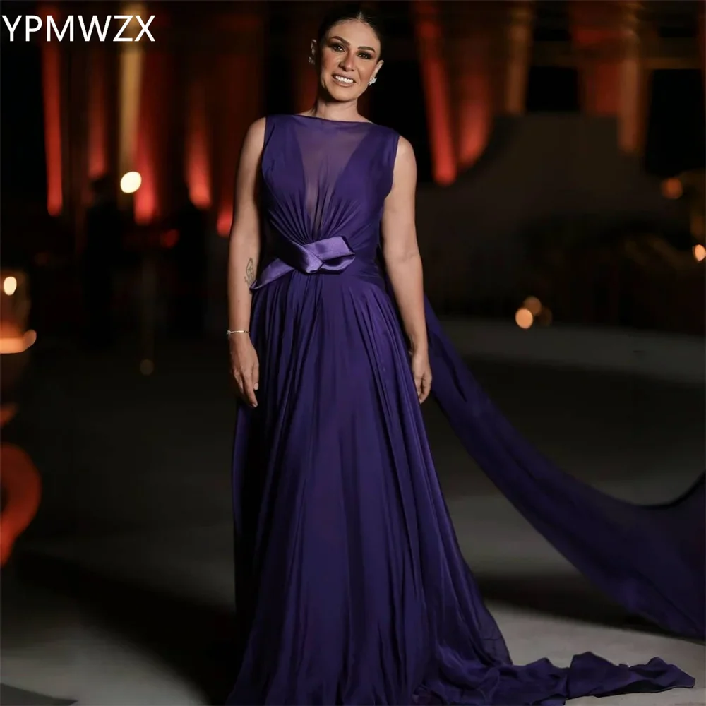 Customized YPMWZX Scoop Neckline A-line Floor length Skirts Draped Layered Tulle Bespoke Occasion Dresses