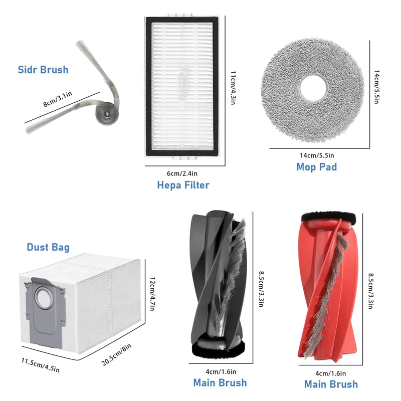 THIVN-Accessory Set For Roborock Saros 10R Vacuum Cleaner Replacement Part, Main Brush, Wipes,Dust Bags,Side Brushes,Filters
