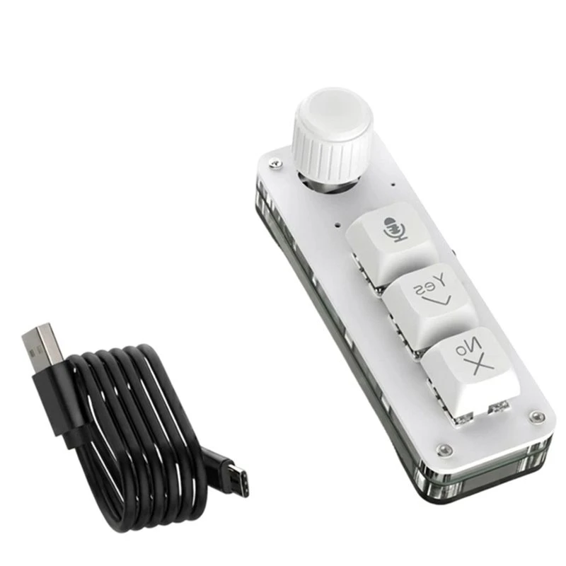 Mini AI Voice Macro Keypad 3 Keys Single Knob Mechanical Keyboard Wired Dual Connection Intelligent Input Keypad