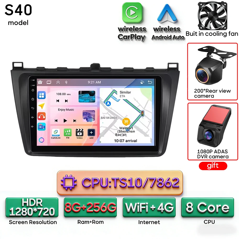 Android 16 voor Mazda 6 Rui GH 2008 - 2015 Auto Multimedia Speler Draadloze Carplay Autoradio Stereo Video Wifi Navigatie GPS BT
