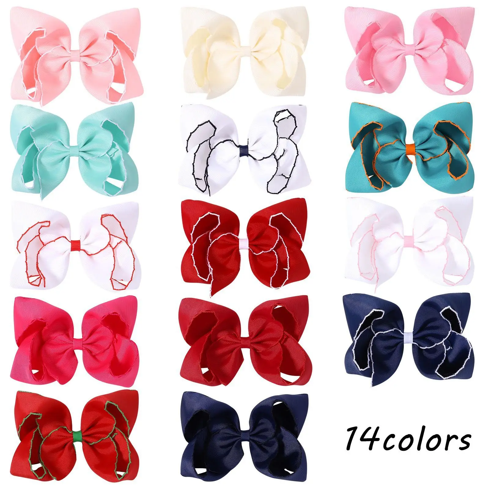 

300pc/lot 6" Solid Hair Bow Hair Clips For Kids Girls Large Grosgrain Ribbon Hair Bows With Clips Hairpin Kid Hair Accessories