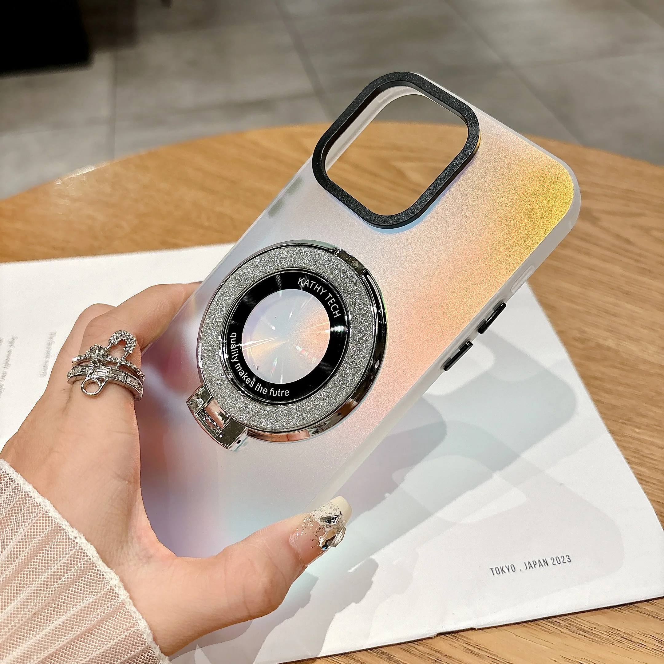 مع حافظة دعم غير مرئية جذابة مغناطيسية لهاتف آيفون 17 16 15 14 غطاء هاتف 15 14 13 Pro MAX صلب مقاوم للصدمات خلفي Funda #4