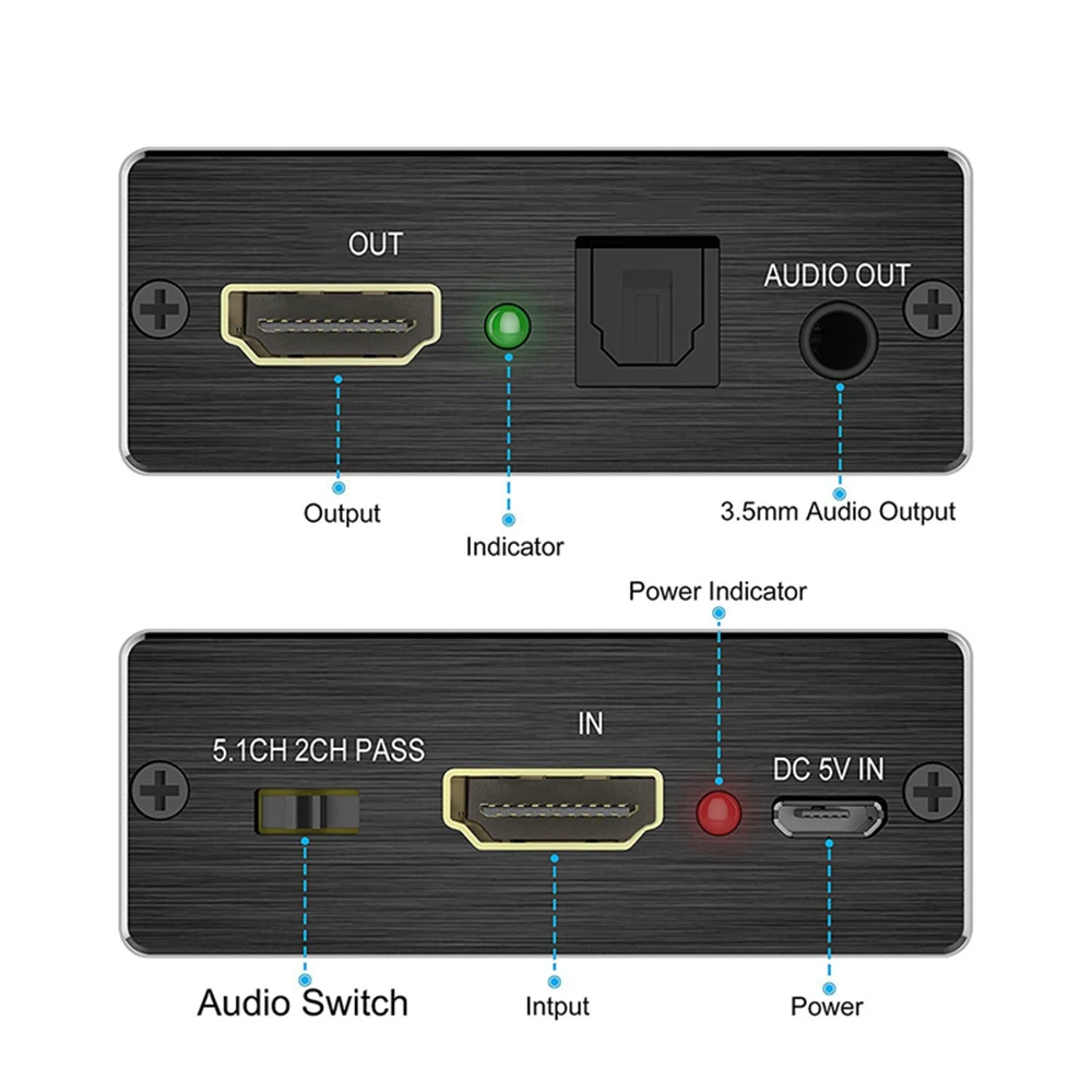 Kompatybilny z HDMI ekstraktor Audio Stereo konwerter Audio 3.5mm 4k X 2k Adapter ze splitterem Audio nadaje się do kina domowego PS4 TV DVD