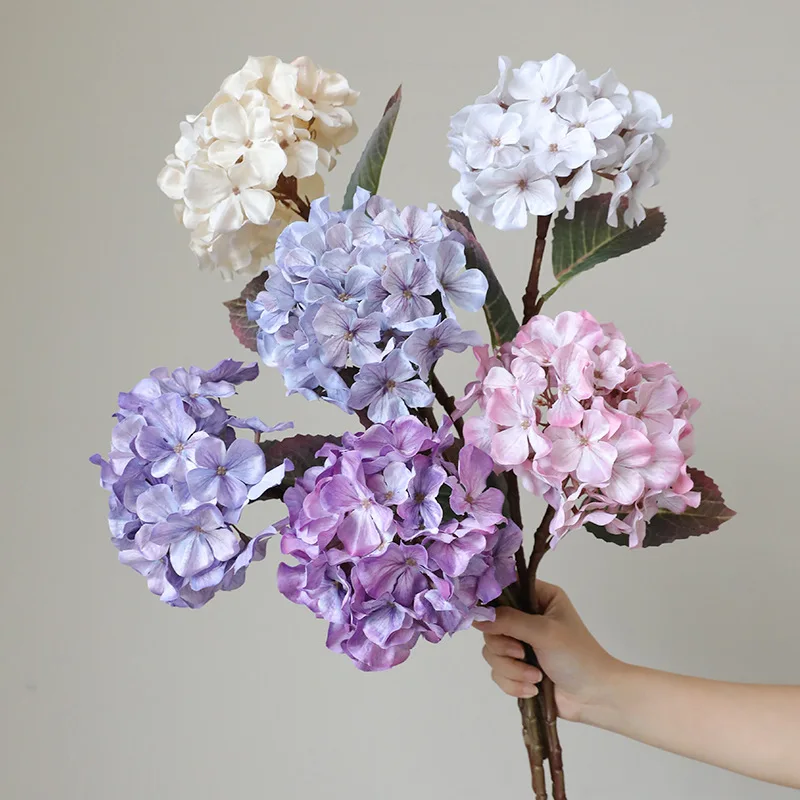 Realistic Fake Flowers High-Quality Blue 50cm Hydrangea Flowers Long-Lasting Artificial Blooms For Diy Accessories