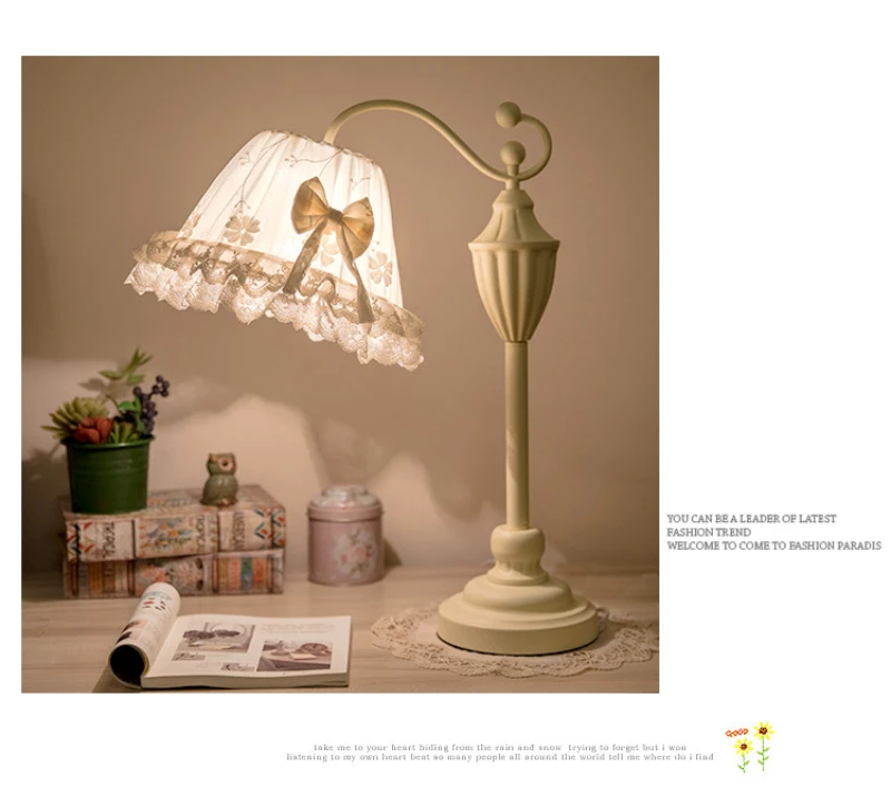 Princess Fabric Table Lamps for Living Room Bedroom Bedside Desk Lamp Stand Light Fixtures Led Standing Lights Home Art Decor