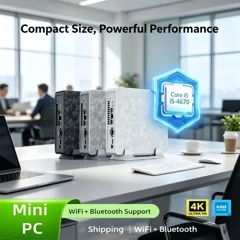 2026 New Assembled Mini PC Core i5-4670, Efficient Barebone System for Office Gaming, for Home Business Office Environments