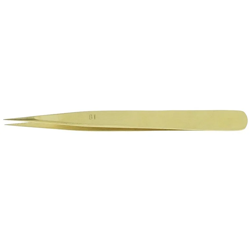 HOROTEC MSA12.303-B1 Simple Tweezers with Fine Tips Brass L130mm