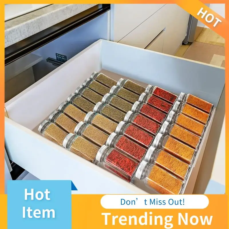 

ABNL 4-Tier Drawer Spice Organizer Acrylic Spice Rack Tray Seasoning Bottle Storage Rack Kitchen Drawer Organizer
