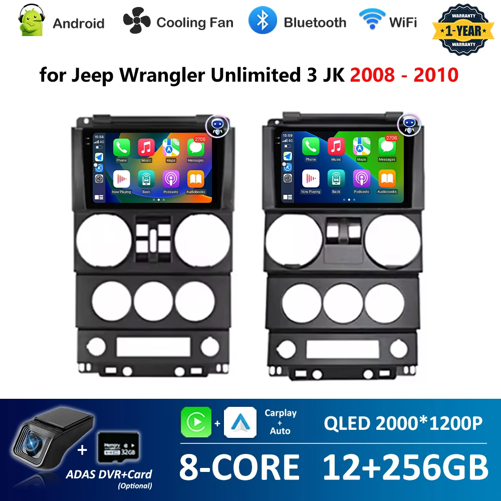 9 inch for Jeep Wrangler Unlimited 3 JK 2008 - 2010 Android Intelligent System Car Radio Multimedia Player GPS Navi 4G Carplay