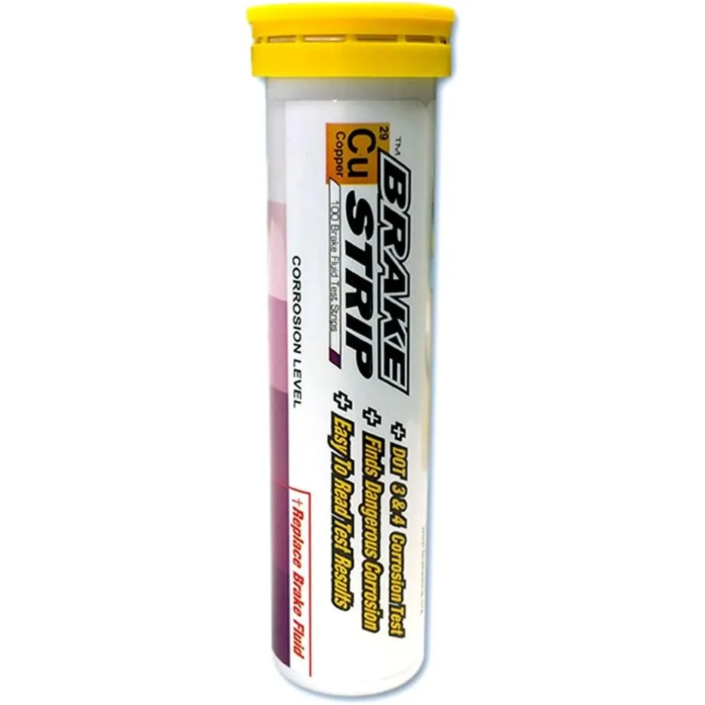 3001-B Brake Fluid Test Strips, 100 Test Strips Per Tube, BrakeStrip, FASCAR, Copper,White