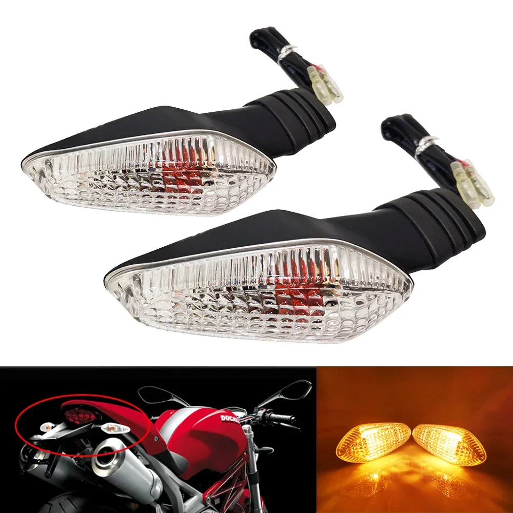 Motorcycle Rear Turn Signal Indicator Light Amber Fit For DUCATI Monster 659 696 796 797 821 1100/S/EVO 1200 Streetfighter 848