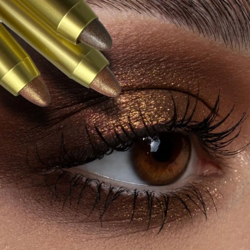 モノクロ長持ち双頭アイシャドウスティック高着色シマーグリッターとマットニュートラルブラウンアイシャドウペンシル