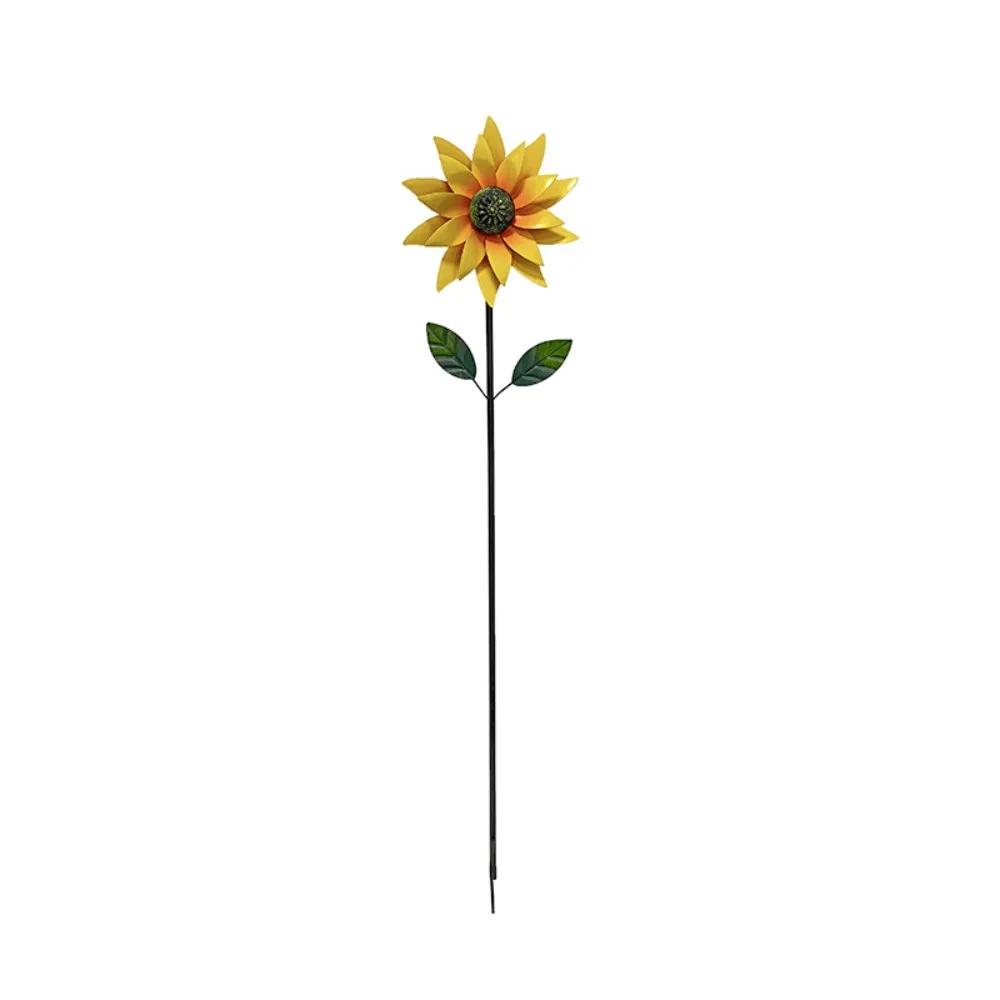 

New Simulated Sunflower Windmill Kids Toy Standing Outdoor Garden Windmill Lawn Metal Rotating Colored Flower Pinwheel