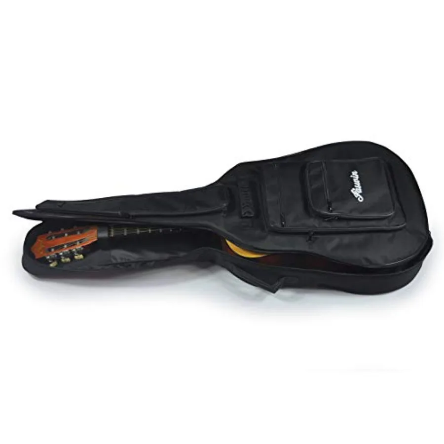 Bolsa acolchoada para guitarra acústica de 41 polegadas com 6 bolsos e amostrador de palheta e alça de guitarra