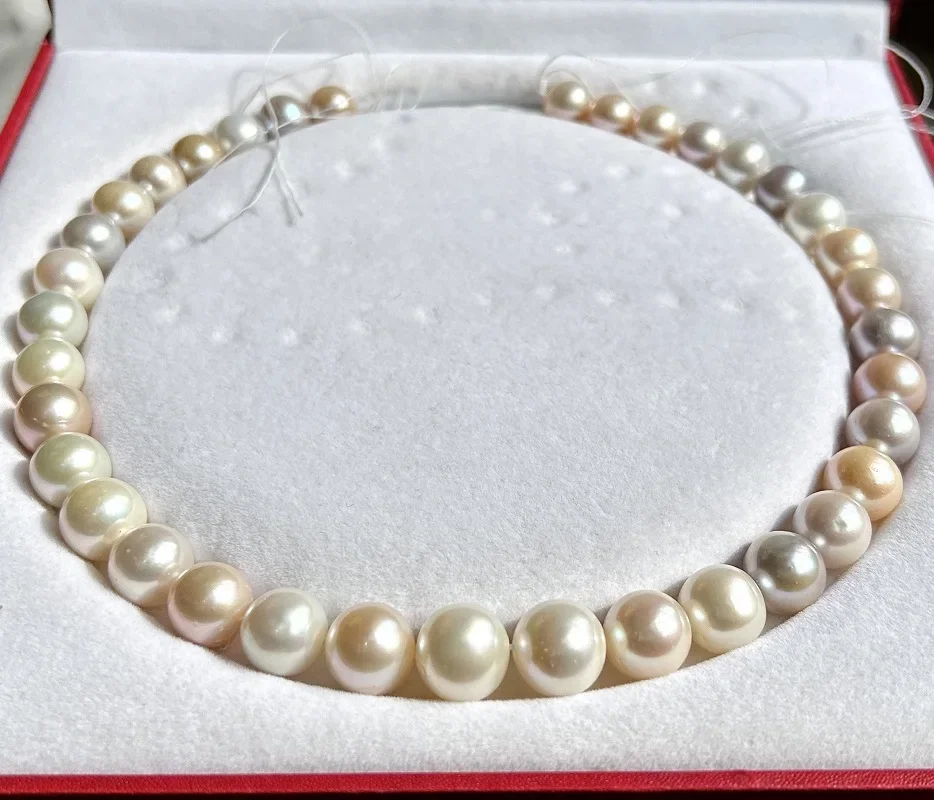 Elegant 11-14mm Natural Sea Pearl Necklace Natural Color Free Shipping for Women Genuine Pearl Fine Jewelry 925 Sterling Silver