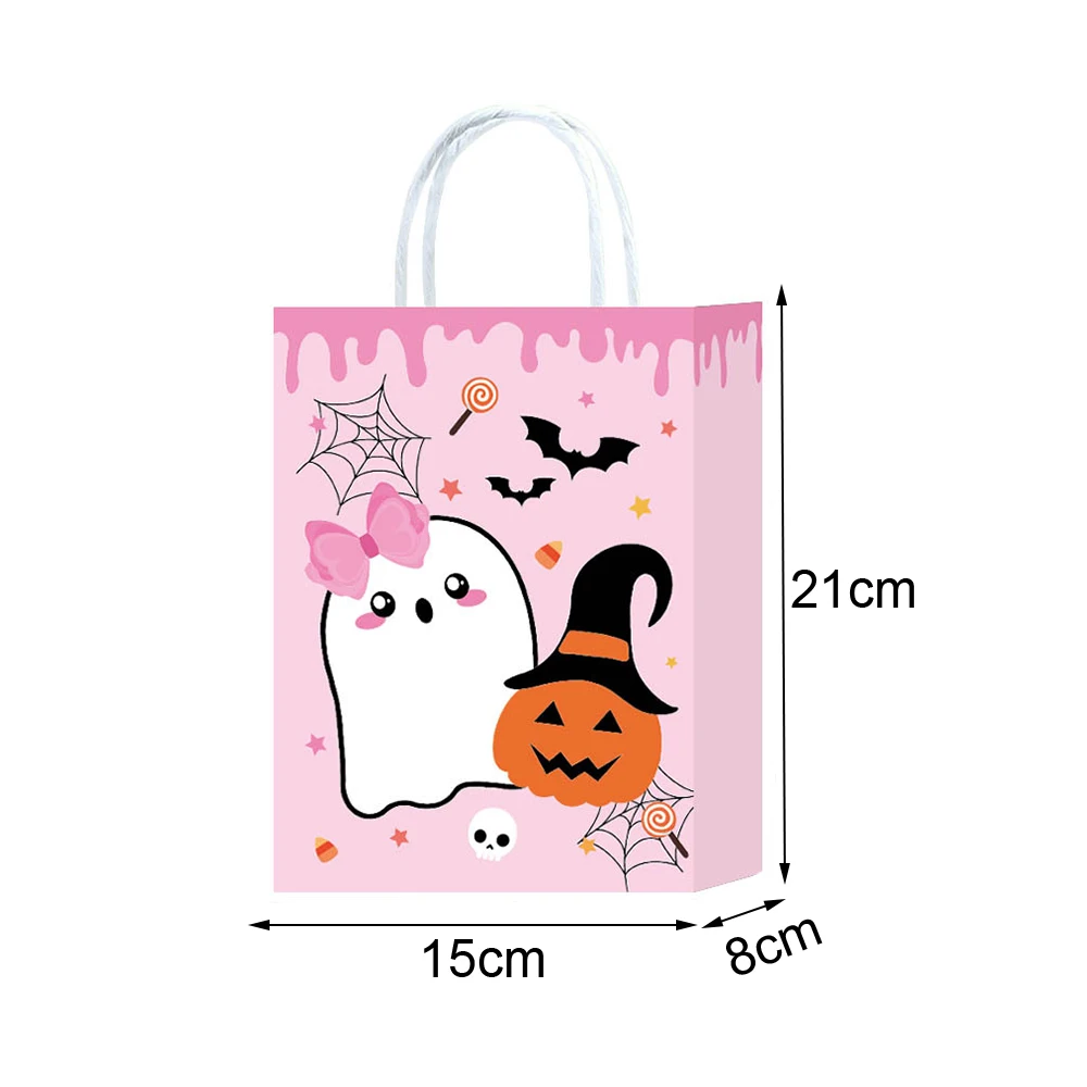 12/60 stuks Halloween papieren cadeauzakje met handvat Pompoen Skelet Spook Heks Traktatiezak Halloween Goodie Bag Halloween Feestartikelen