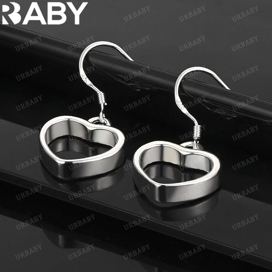 

URBABY 925 Sterling Silver Earrings Heart Drop Earrings For Women Jewelry Fashion Party and Daily Wear