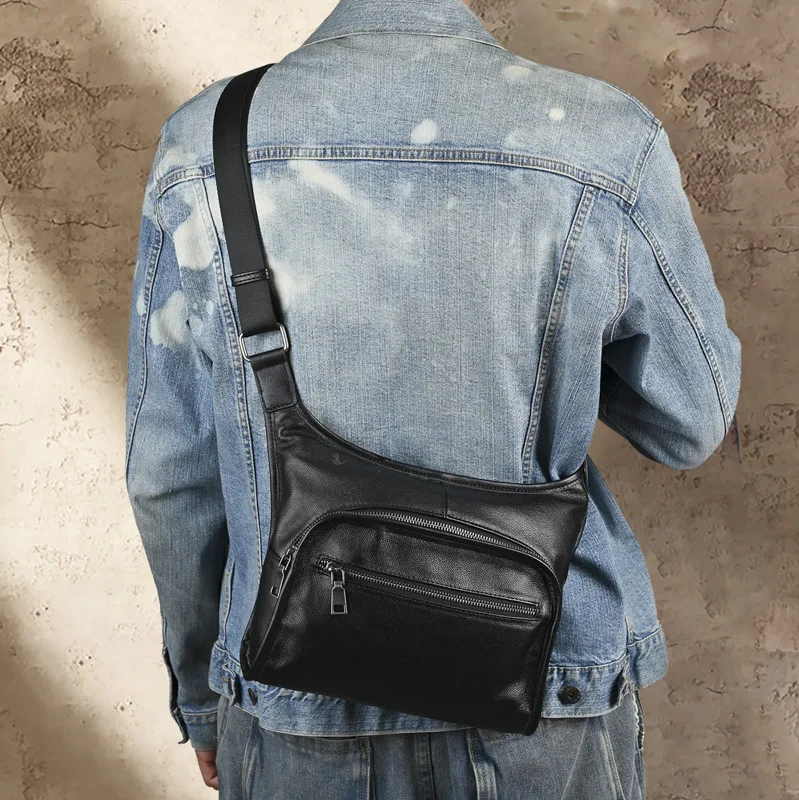 

LD-Men's and women's genuine leather crossbody bag, soft leather, personalized and simple top layer cowhide backpack