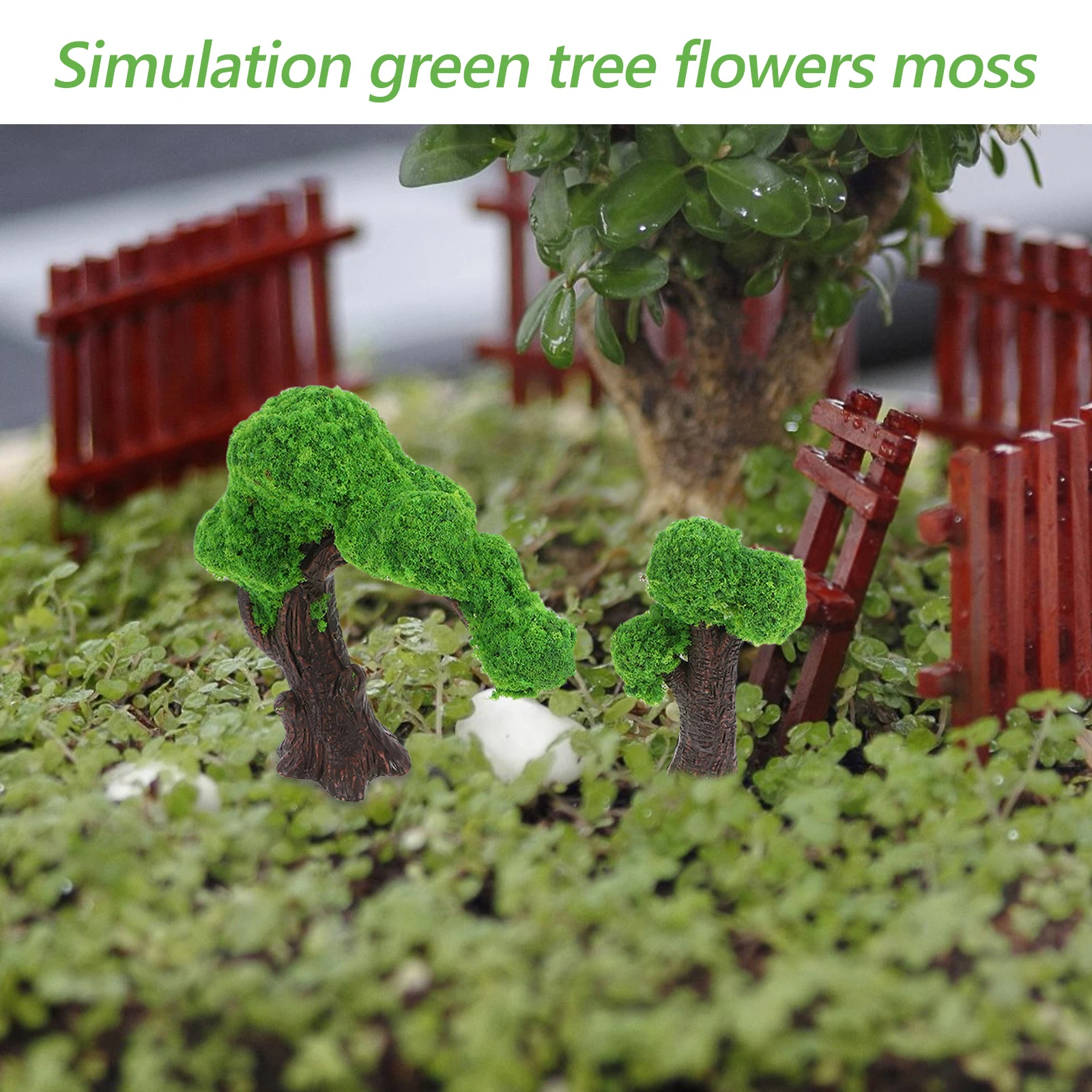 

6pcs Artificial Greenery Eucalyptus Leaves Fake Moss Resin Plants Lifelike Trees Micro Landscape Decor Dollhouse Garden
