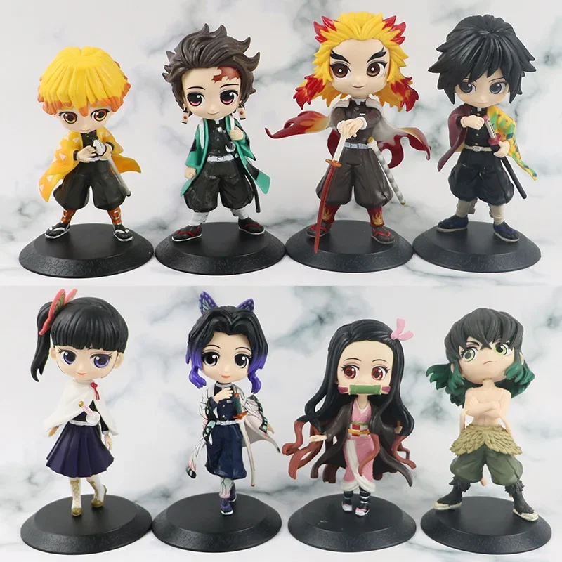 15cm Figurka Anime Demon Slayer Lalka Zabawka Nezuko Tanjirou Zenitsu Inosuke Kyoujurou Shinobu Giyuu Qposket Model Zabawka Prezent Świąteczny dla Dzieci