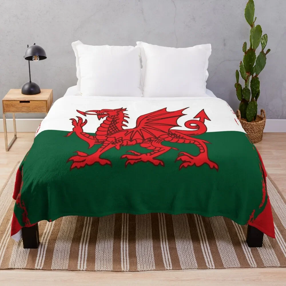 

Y Ddraig Goch The Red Dragon Grunge Welsh Flag Throw Blanket Warm Cozy Throw Blanket for Living Room Couch