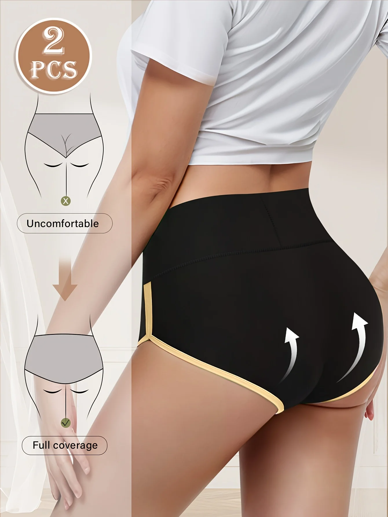 Dámské spodní prádlo s vysokým pasem a stahováním bříška - elegantní kontrastní lem, prodyšný trojúhelníkový střih, měkký streč - náhled 2