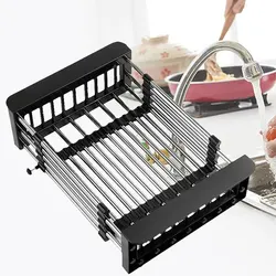 Adjustable Dish Drainer Stainless Steel Telescopic Drain Rack Fruit Vegetable Kitchen Organizer Sink Drain Perfect for Most Sink