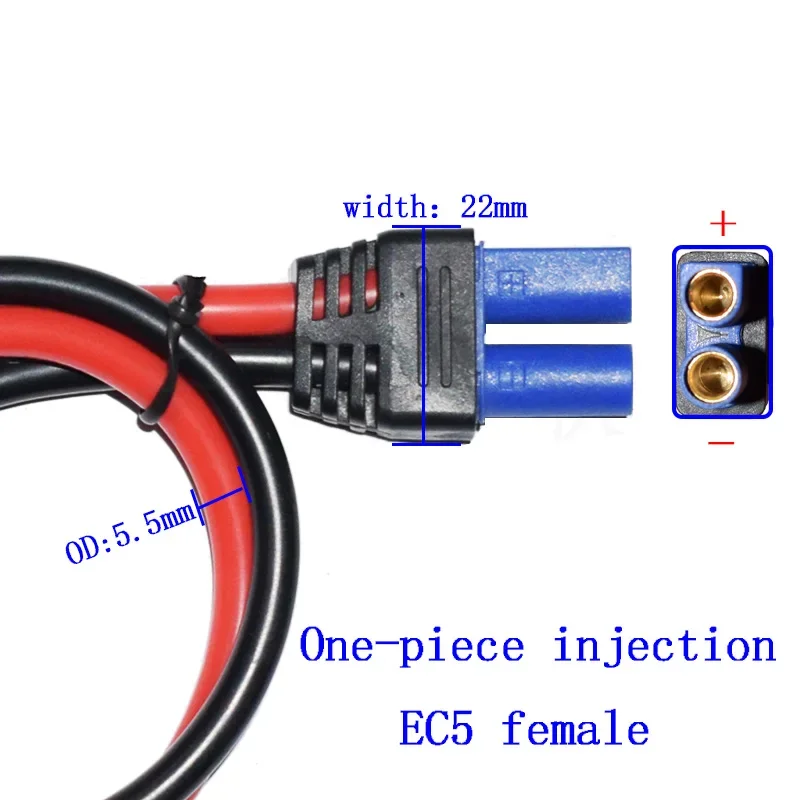 60cm 10AWG EC5 Female To O Ring Terminal CablePower Wire Connector Extension Cable Silicone Cord Emergency Battery Jump Cable