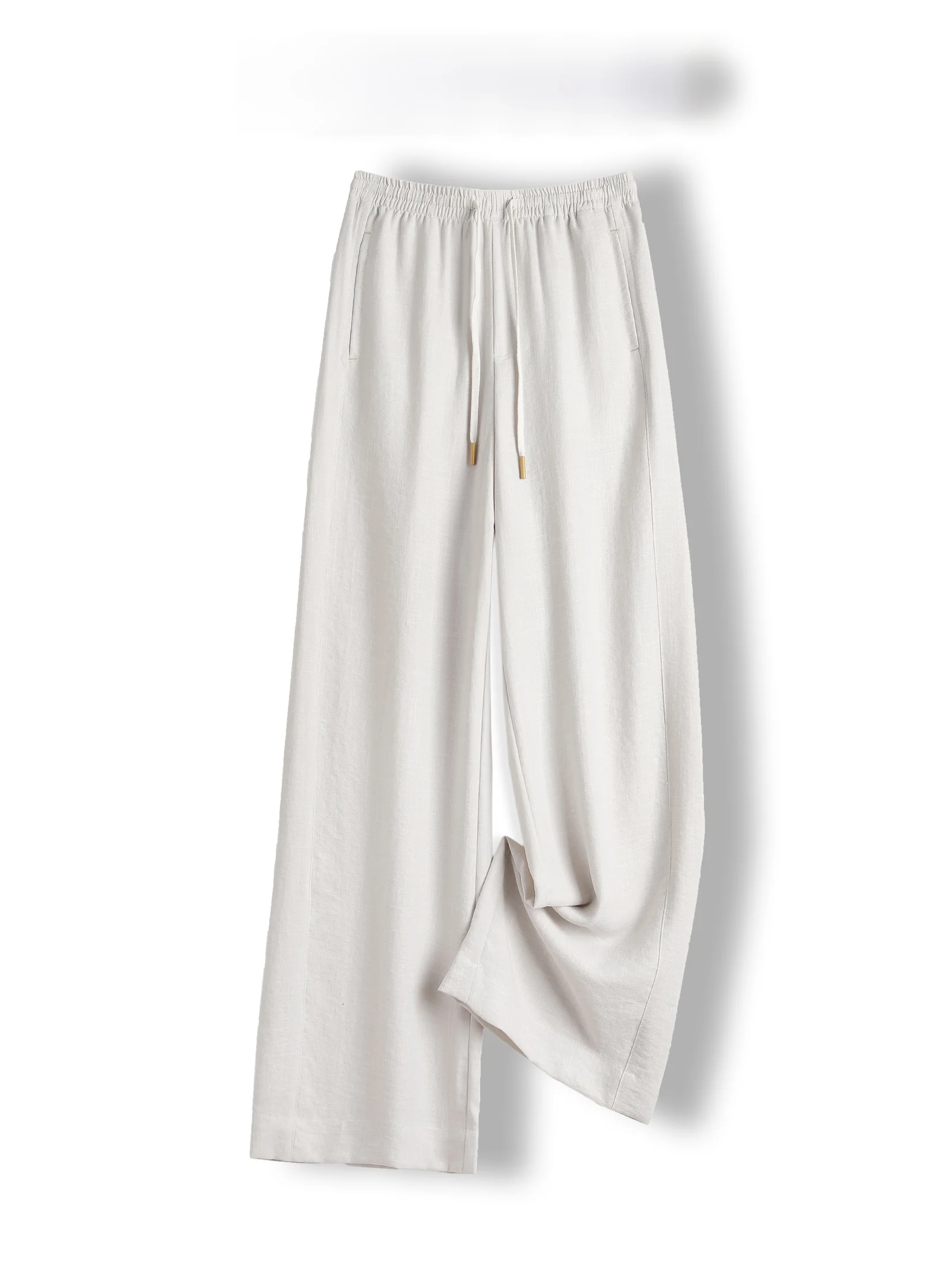 

Loose Fit Straight Leg Pants High Waist Belted Trousers Casual Wide Leg Trousers for Women Linen Material Conceal Meat Slimming