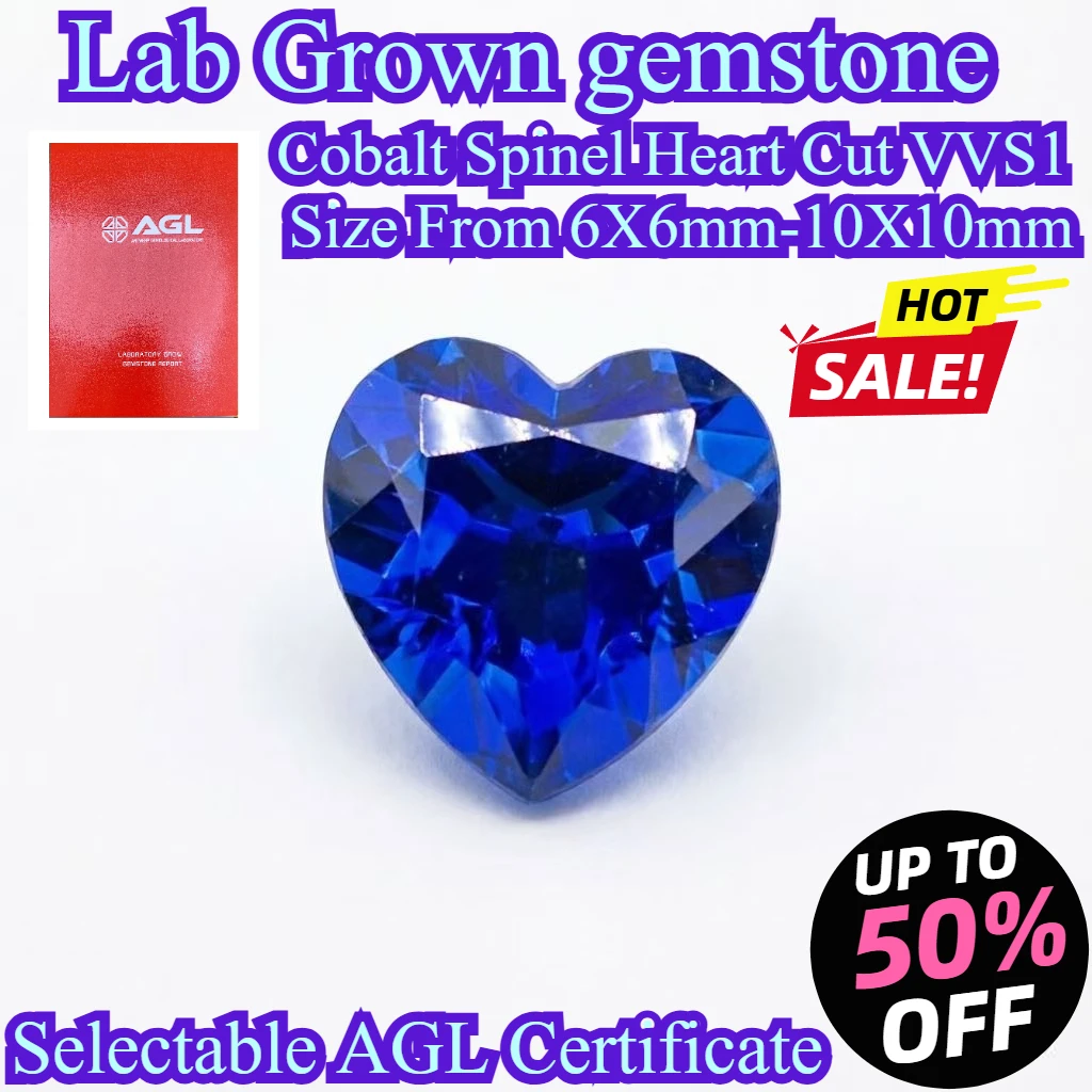

Cobalt Spinel Heart Cut Loose Gemstone Lab Grown gemstone DIY Ring Necklace Earrings Main Materials Selectable AGL Certificate