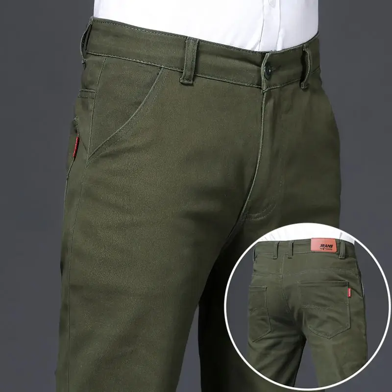 Pantalones de trabajo finos de verano para hombres, pantalones elásticos de pierna recta sueltos, pantalones ajustados, pantalones casuales de negocios, tendencia