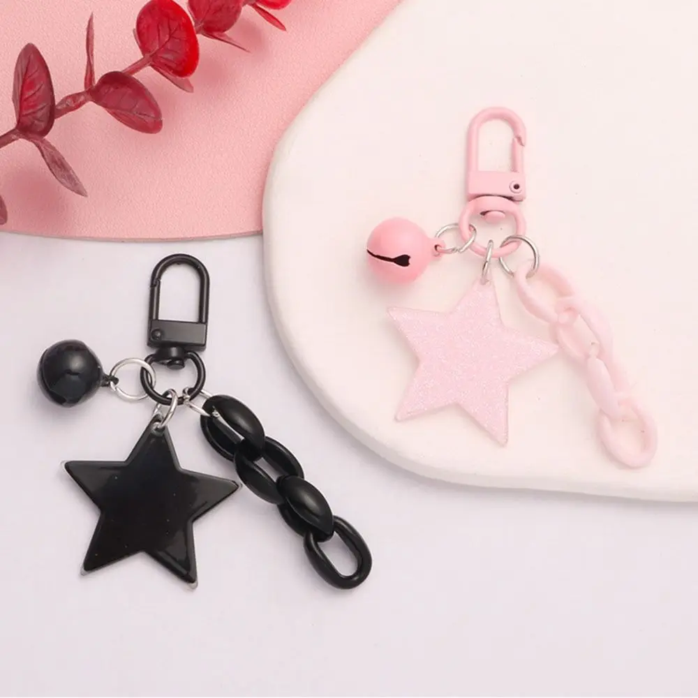 

Ornament Glitter Stars Pendant Bags Car Keys Decors Pink and Black Cartoon Keychain Acrylic Exquisite Car Key Chain Women Men
