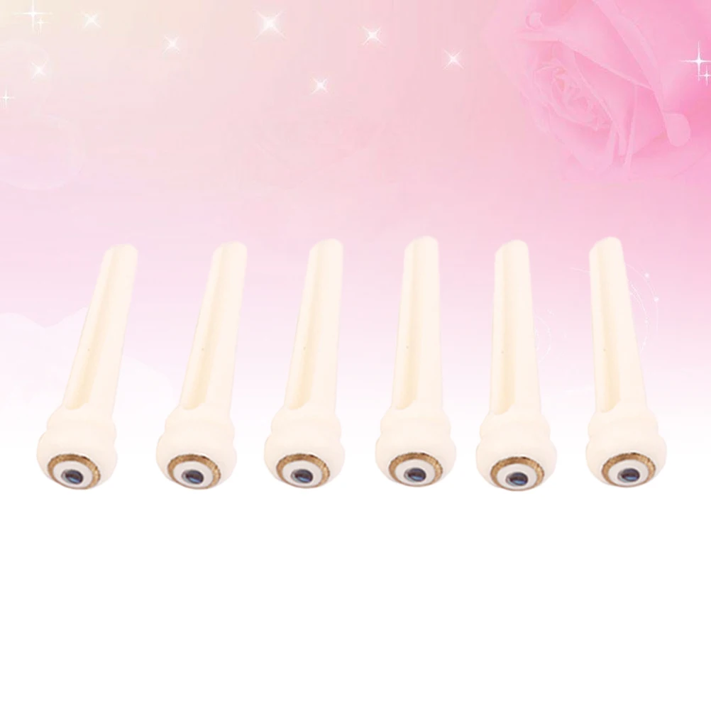 

6pcs Bone Guitar Bridge Pins Brass Shell Dot For Acoustic Folk Guitar String Pegs Lightweight Puller Extractor